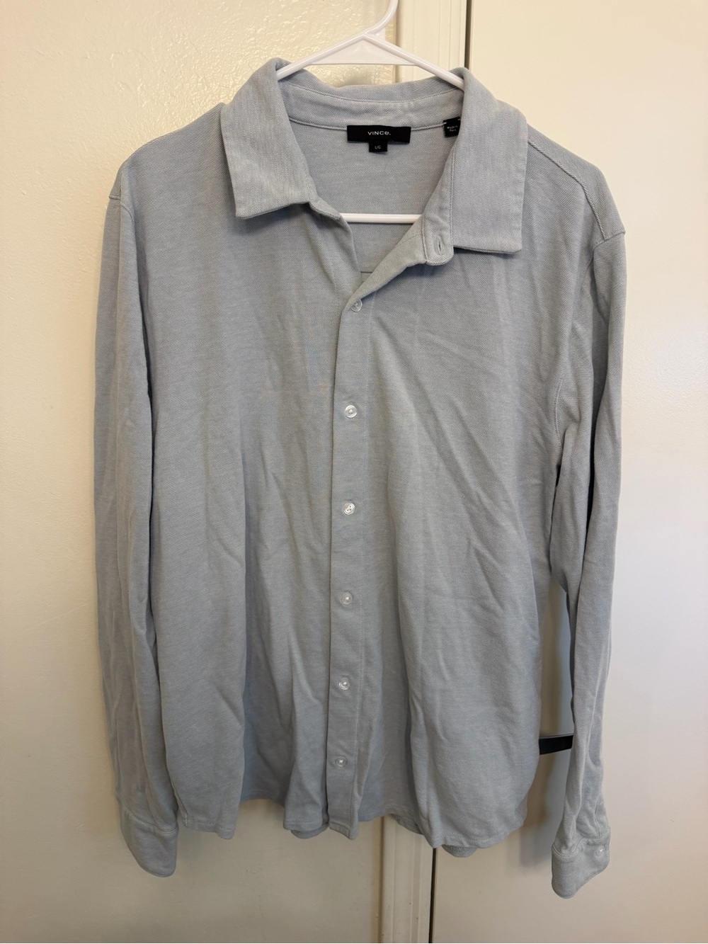 Vince Gray Collared Button-Down Shirt 100% Cotton Size Large